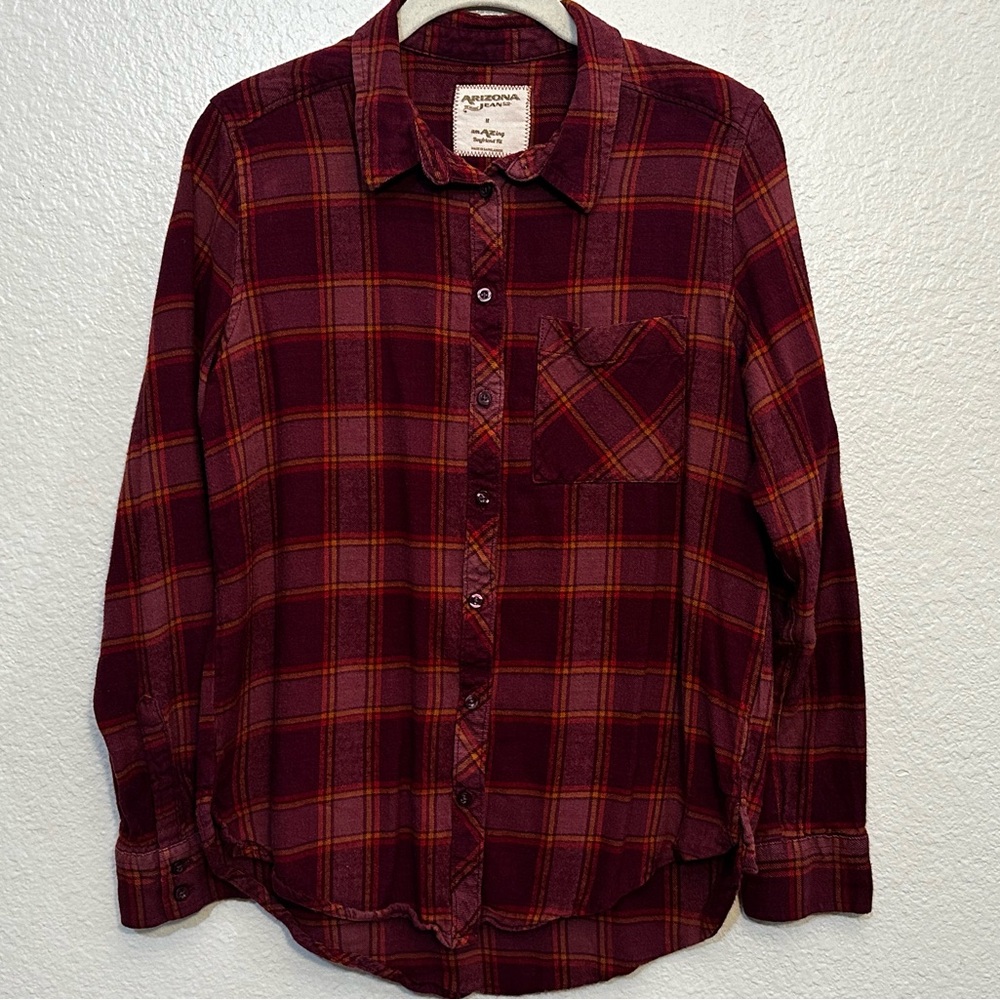 🌻3 for $13🌻 Arizona Jeans |  Cabincore Red Plaid Flannel Button Down Size M